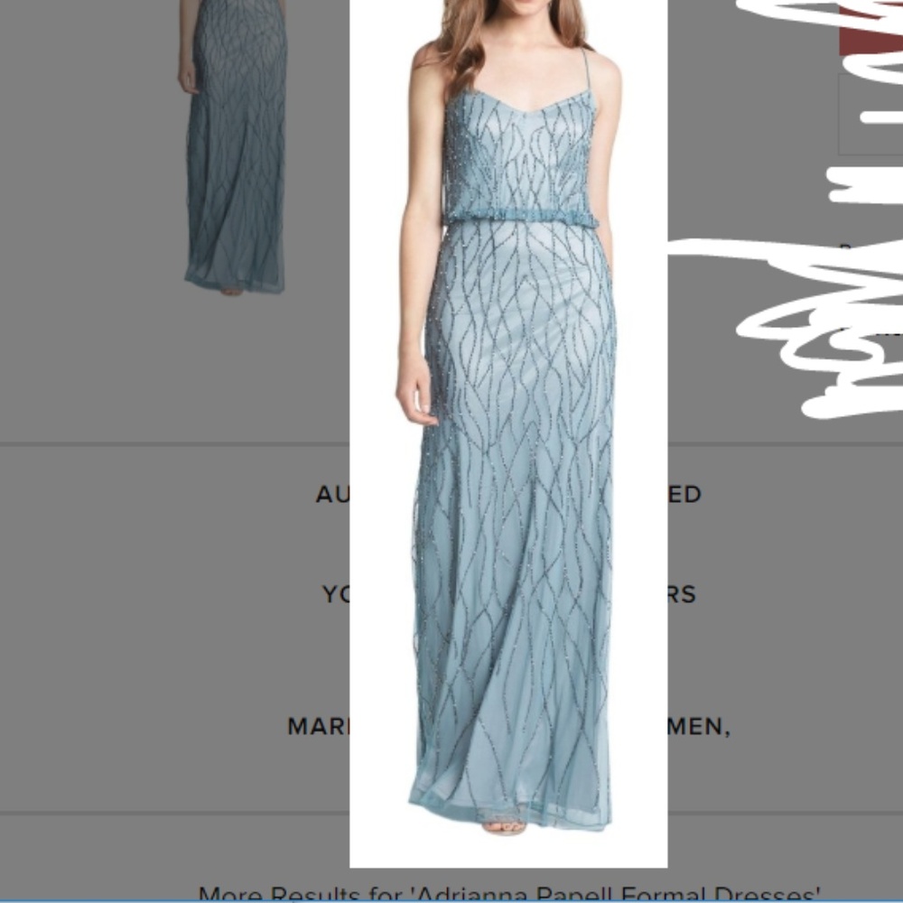 Adrianna Papell Slate Beaded Formal Dress